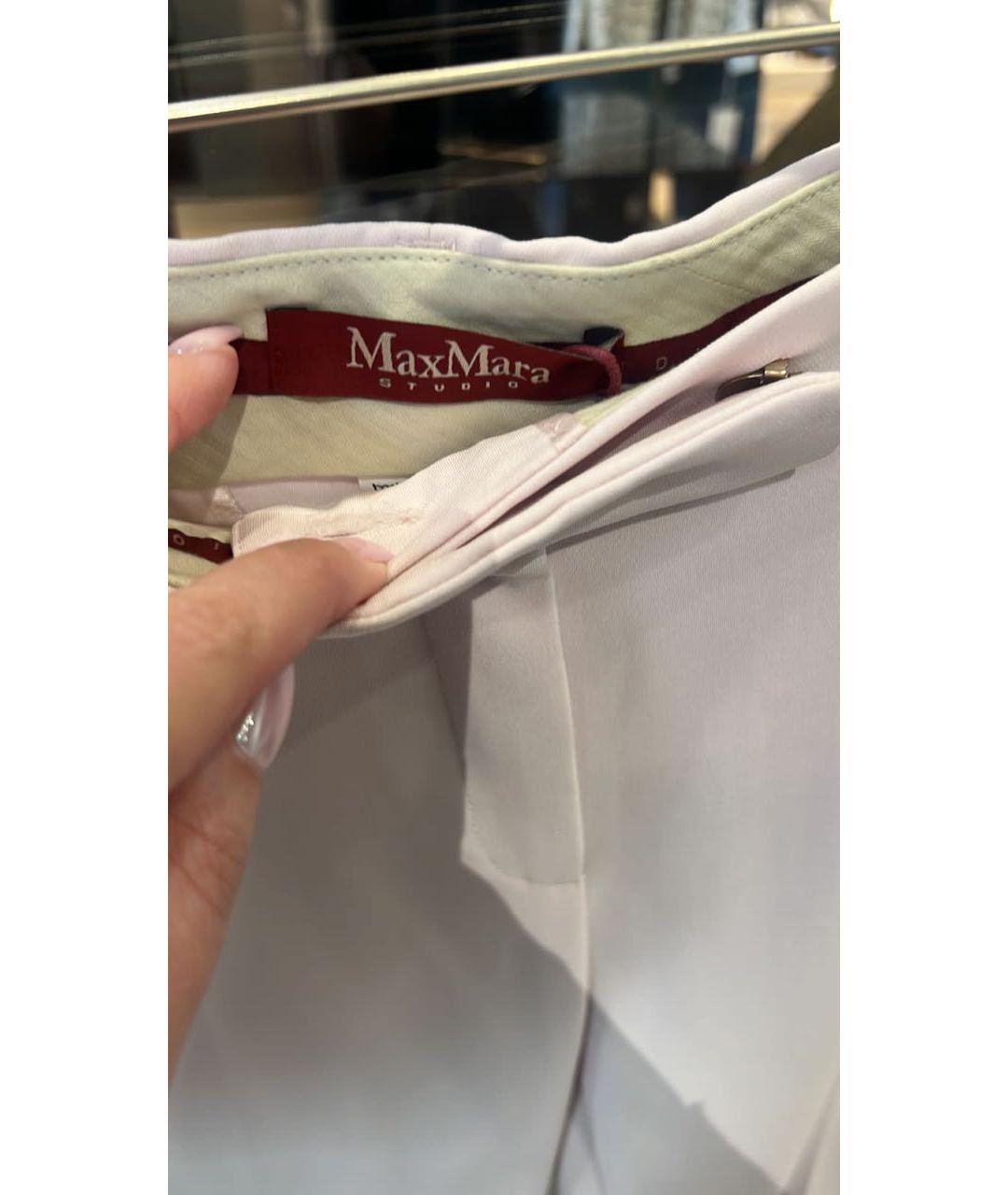 MAX MARA STUDIO Розовые полиэстеровые прямые брюки, фото 3