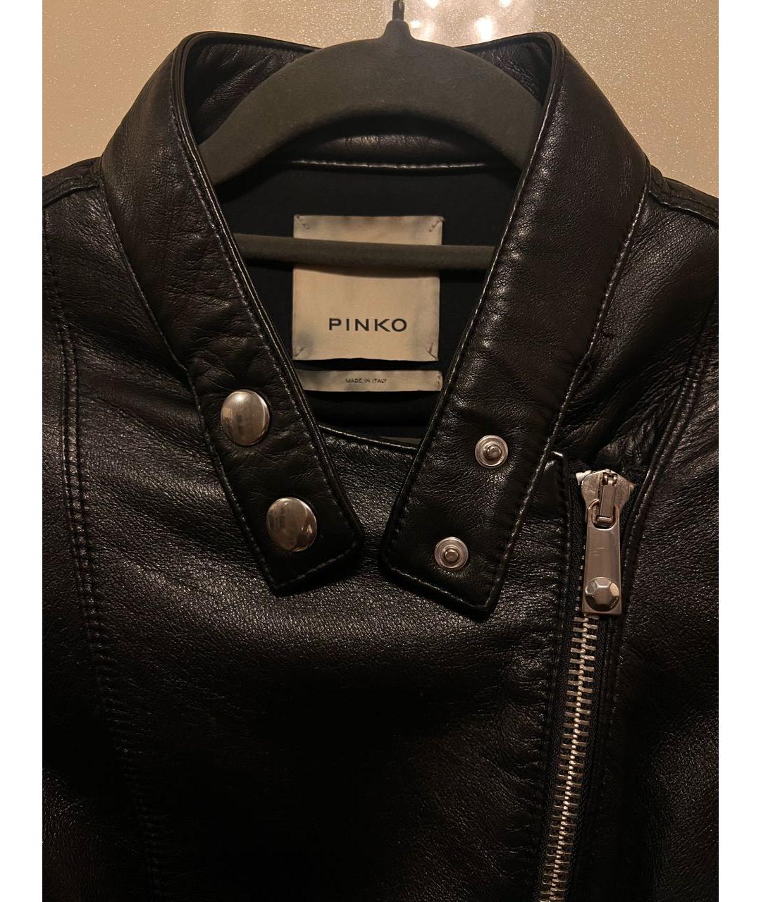 PINKO Черная кожаная куртка, фото 4