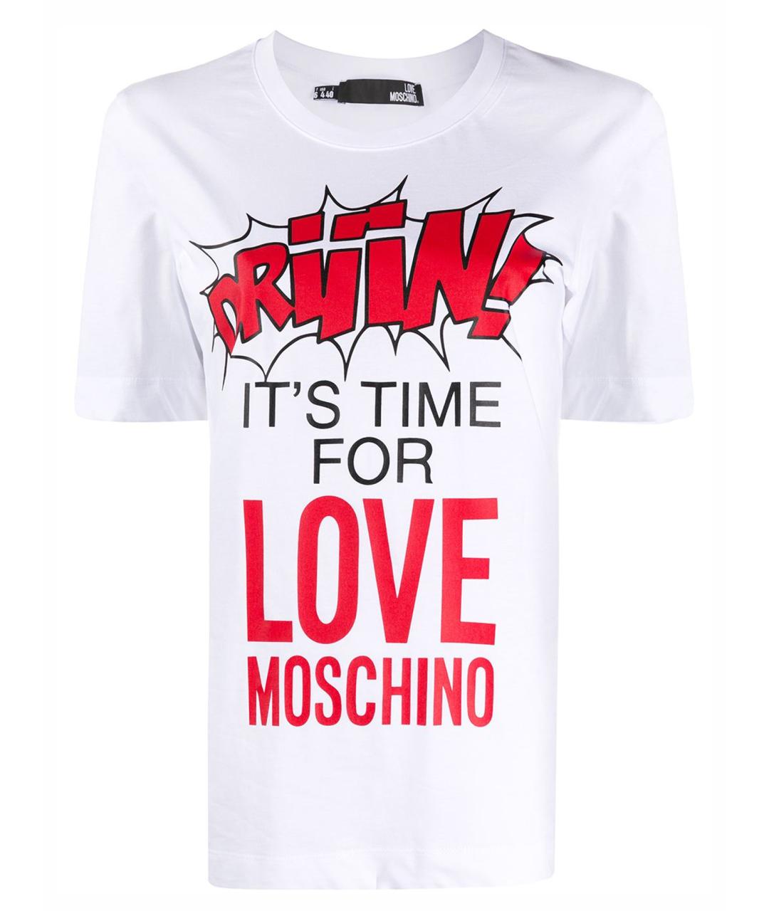 LOVE MOSCHINO Белая хлопковая футболка, фото 1