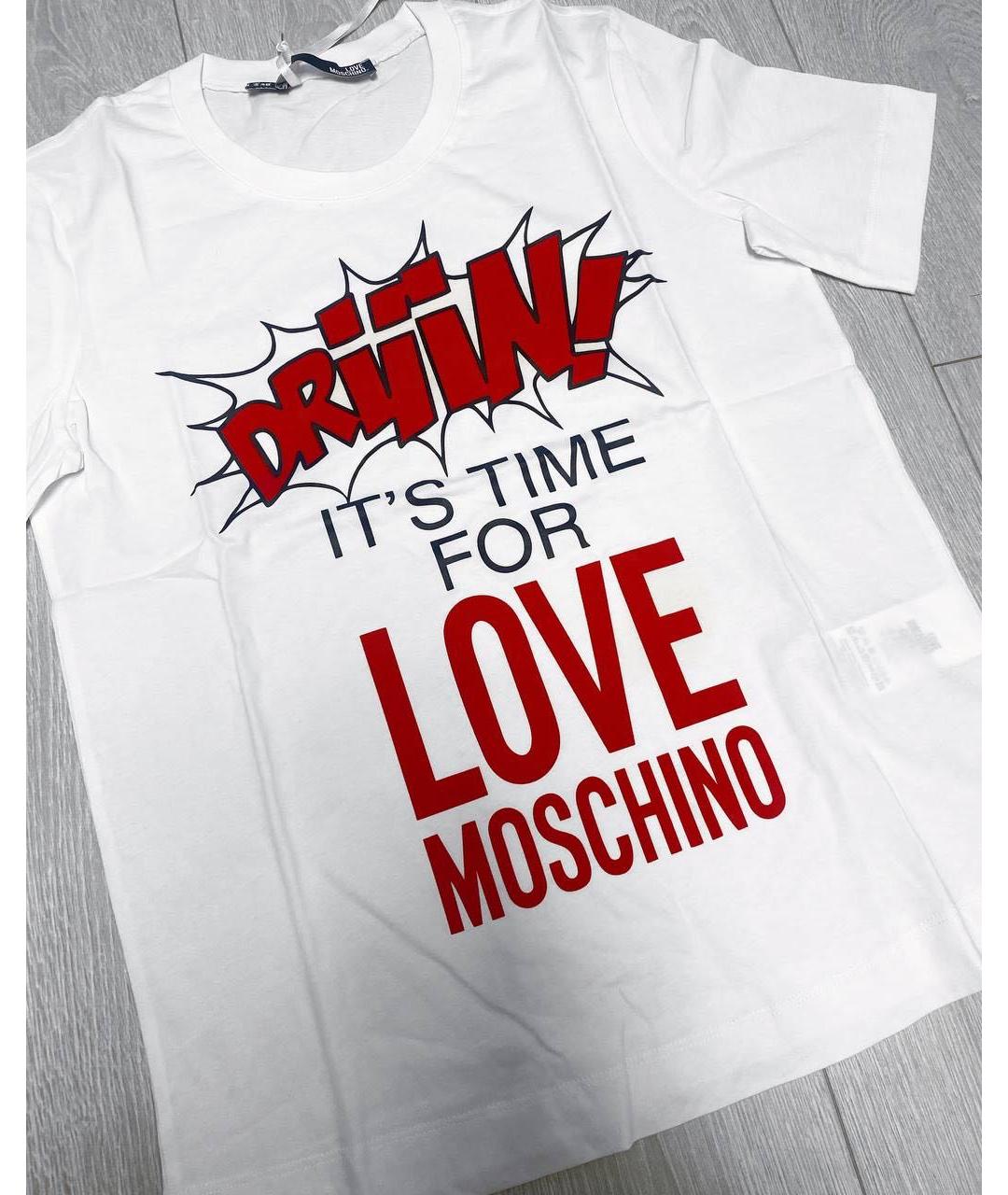 LOVE MOSCHINO Белая хлопковая футболка, фото 3