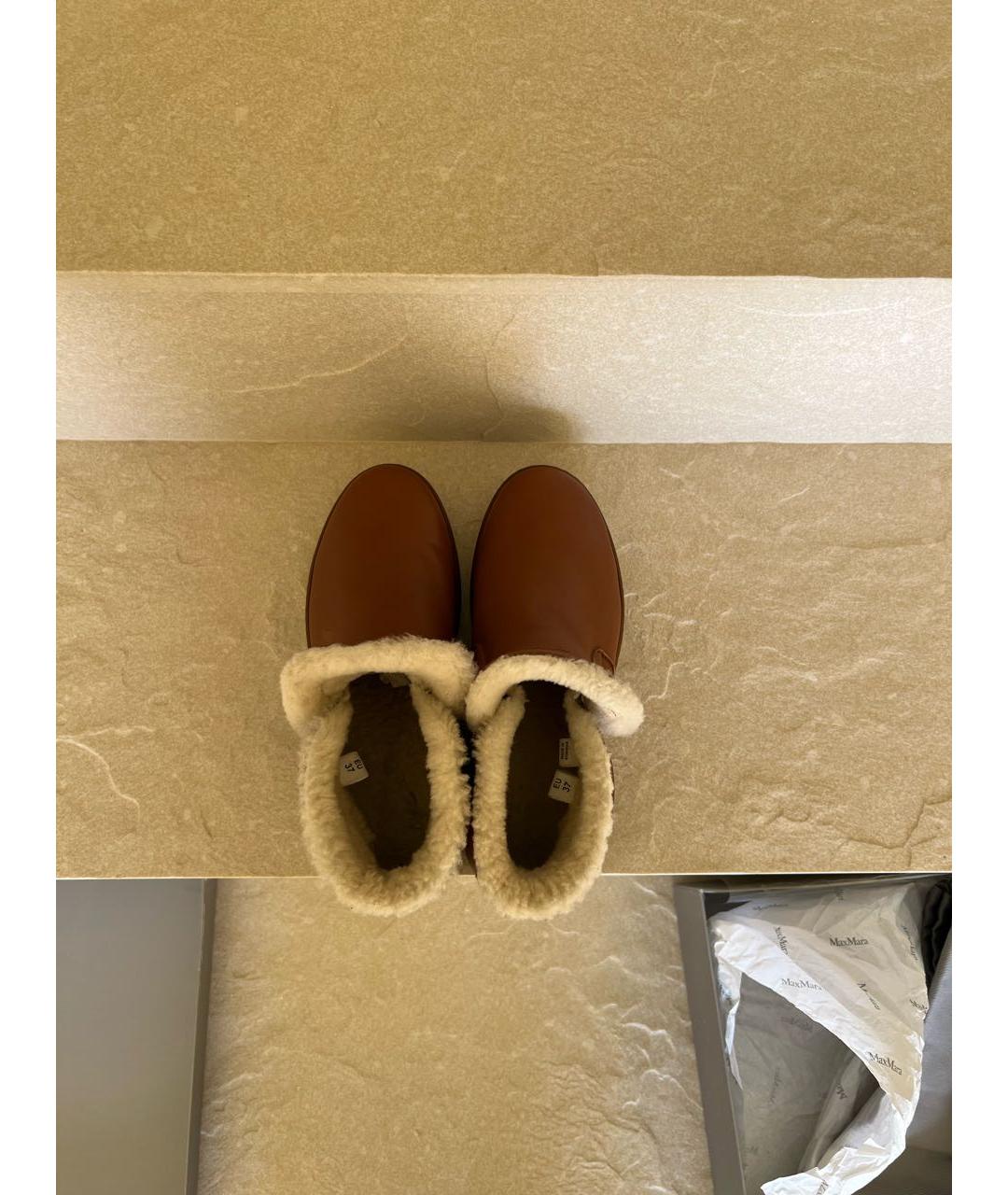 MAX MARA Коричневые кожаные ботинки, фото 3