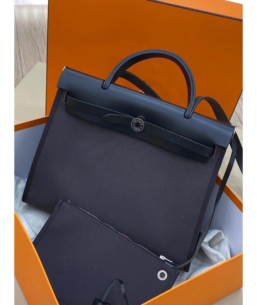 HERMES Темно-синяя сумка тоут, фото 3