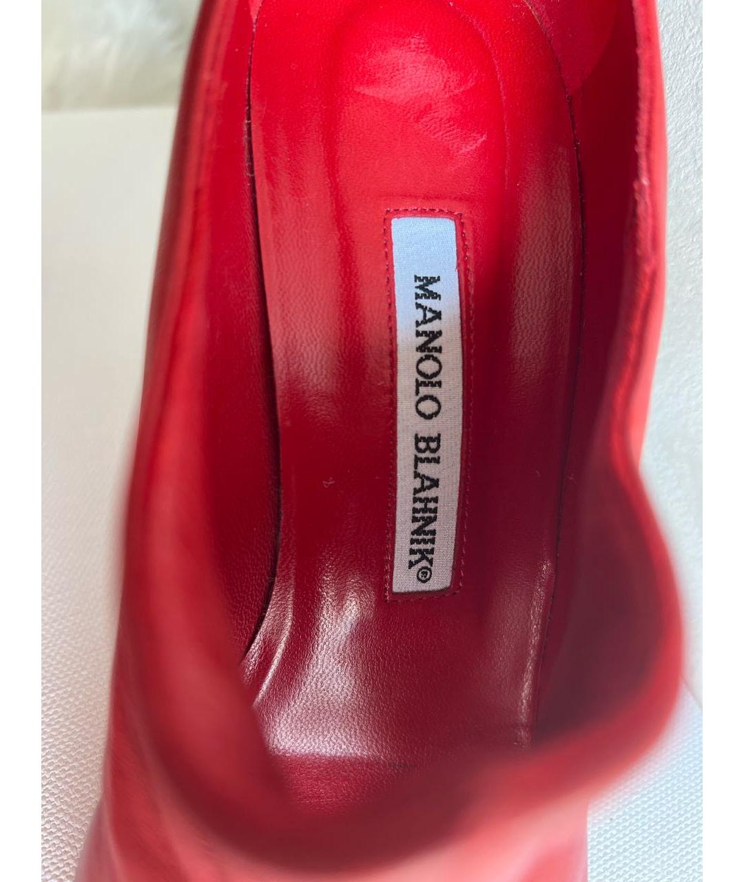 MANOLO BLAHNIK Красные кожаные ботильоны, фото 6