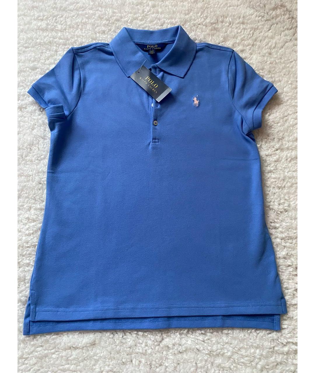 POLO RALPH LAUREN Синяя хлопковая детская футболка, фото 5