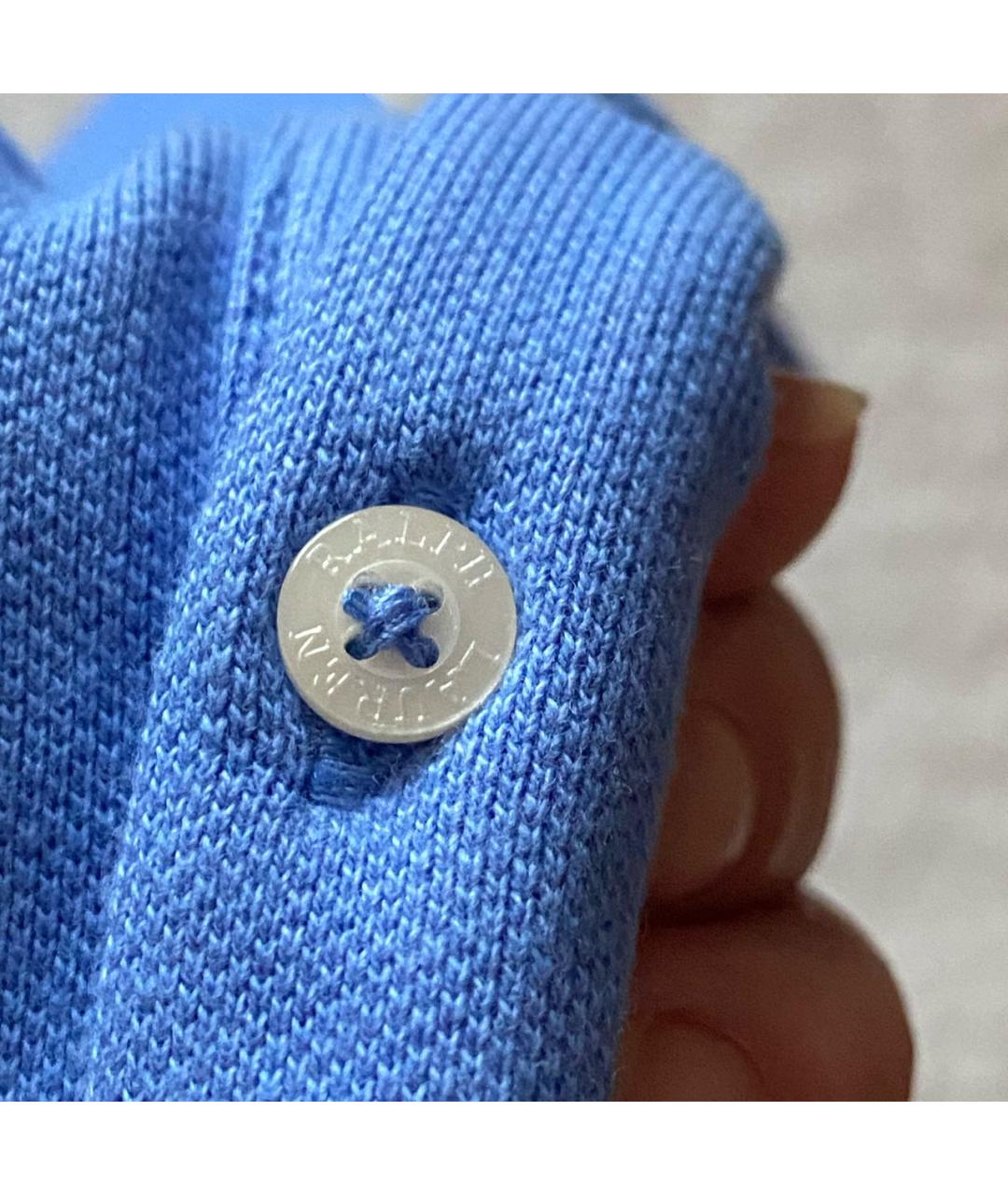 POLO RALPH LAUREN Синяя хлопковая детская футболка, фото 4