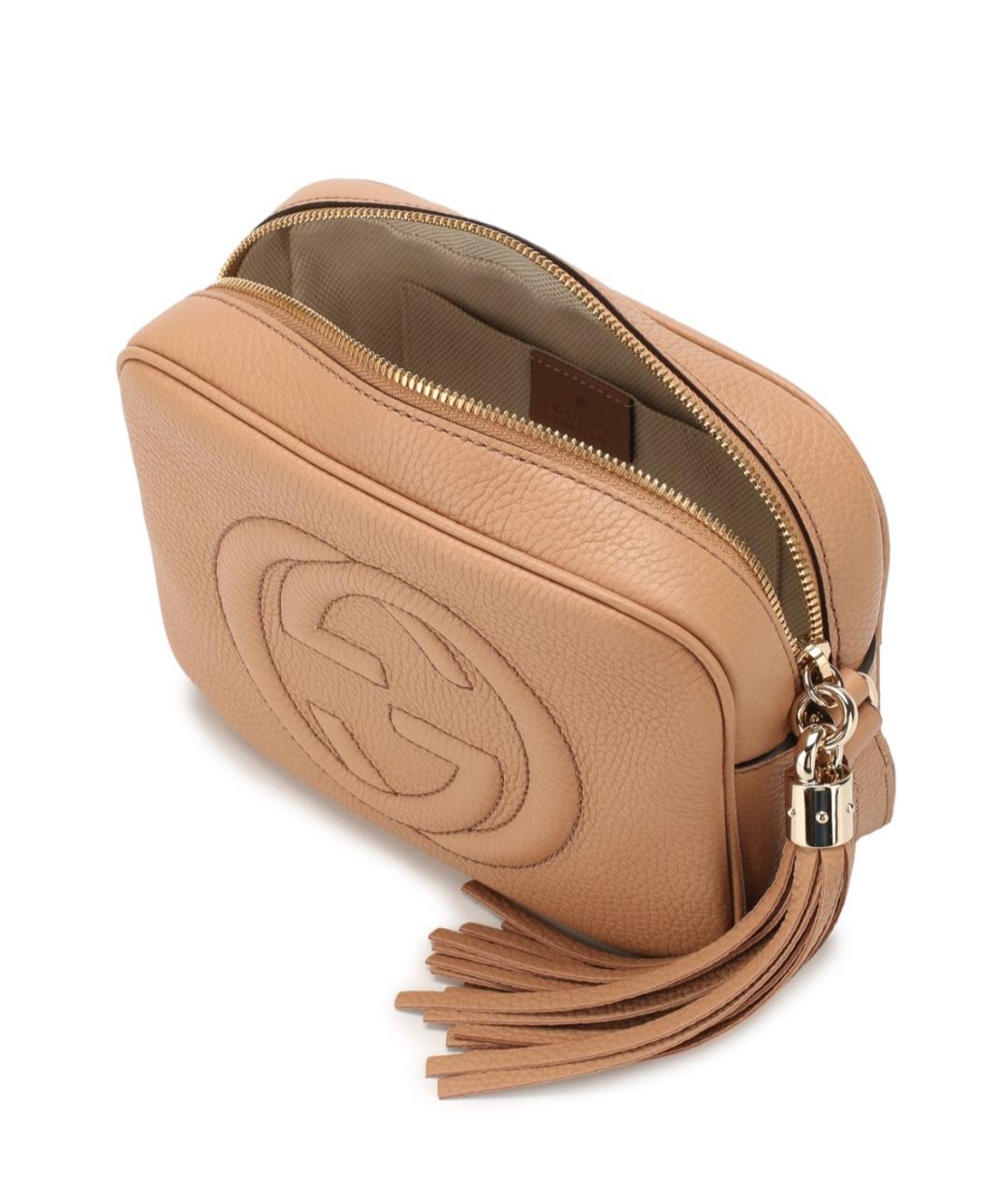 GUCCI Бежевая кожаная сумка через плечо, фото 4
