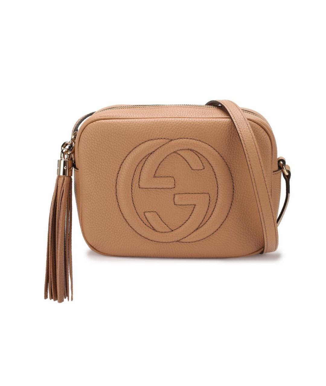 GUCCI Бежевая кожаная сумка через плечо, фото 1