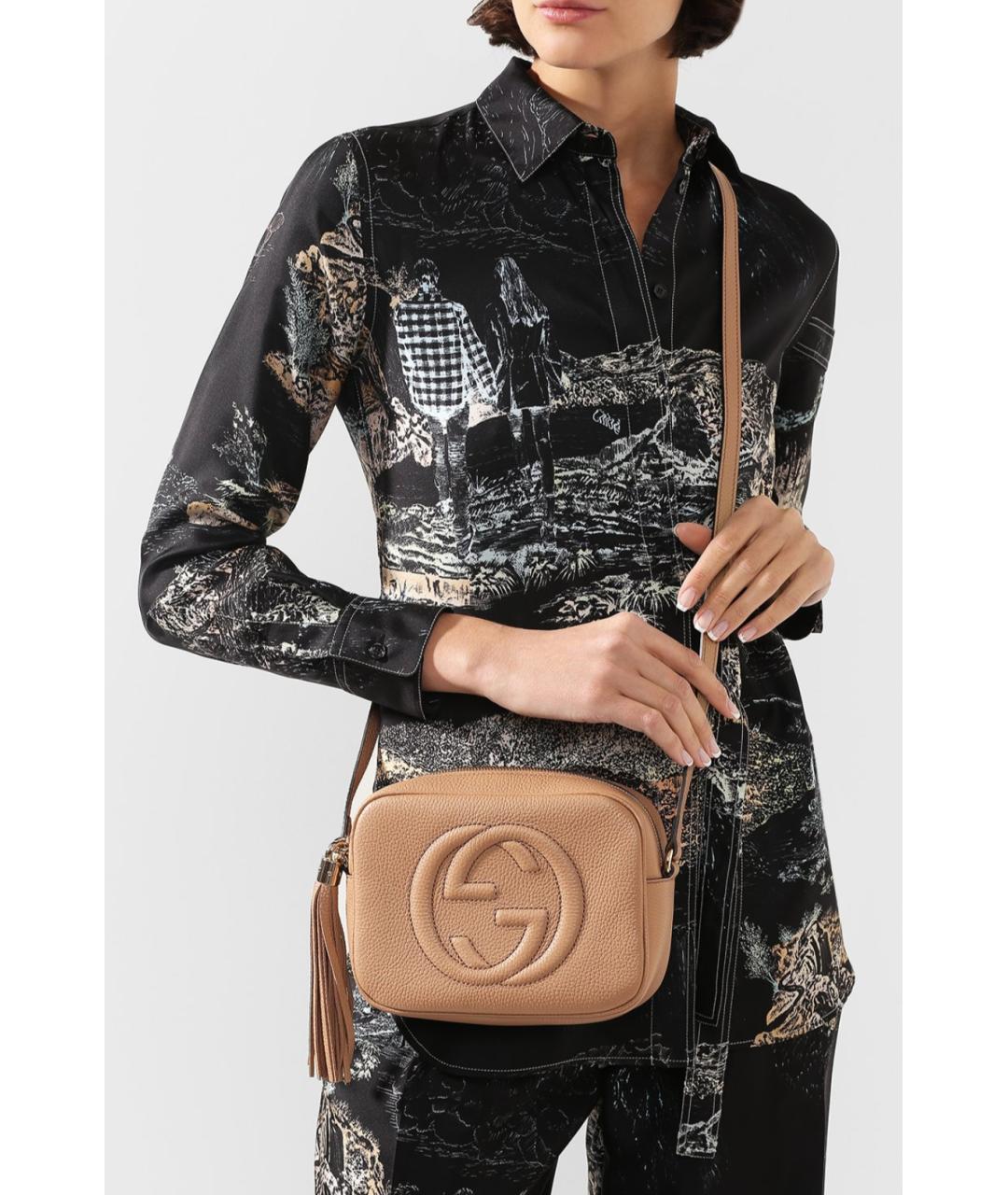 GUCCI Бежевая кожаная сумка через плечо, фото 3