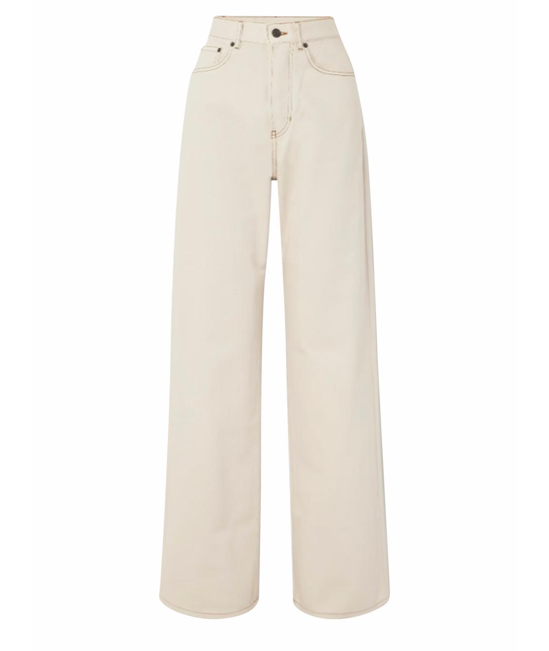 DRIES VAN NOTEN Белые хлопковые прямые джинсы, фото 1