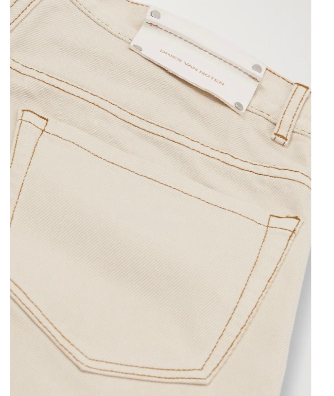 DRIES VAN NOTEN Белые хлопковые прямые джинсы, фото 4