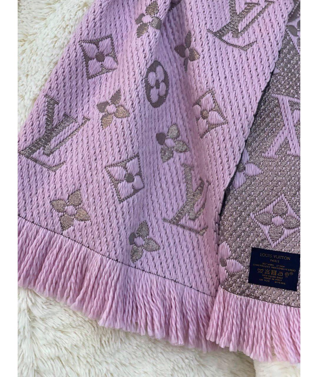 LOUIS VUITTON Розовый шерстяной шарф, фото 4