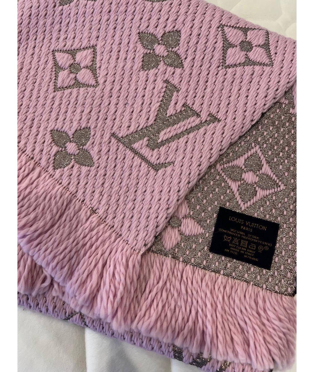 LOUIS VUITTON Розовый шерстяной шарф, фото 2