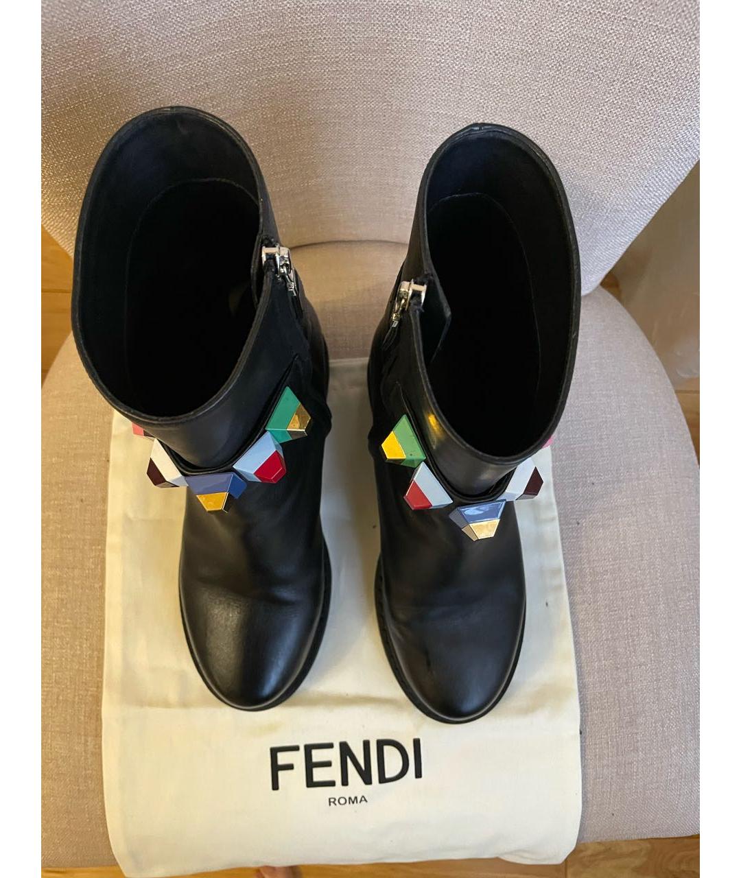 FENDI Черные кожаные полусапоги, фото 3