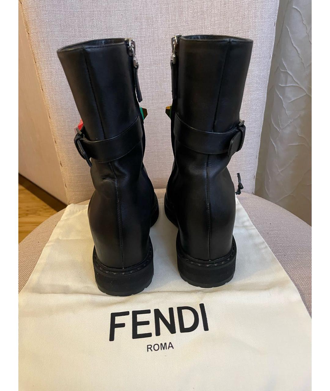 FENDI Черные кожаные полусапоги, фото 4