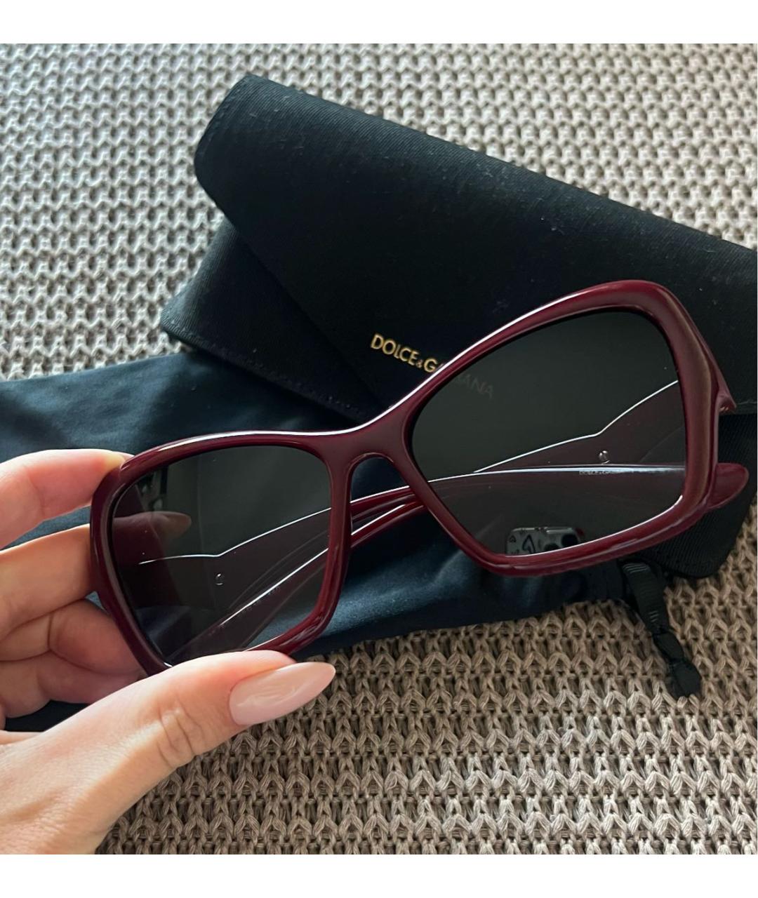 DOLCE&GABBANA Бордовые пластиковые солнцезащитные очки, фото 4