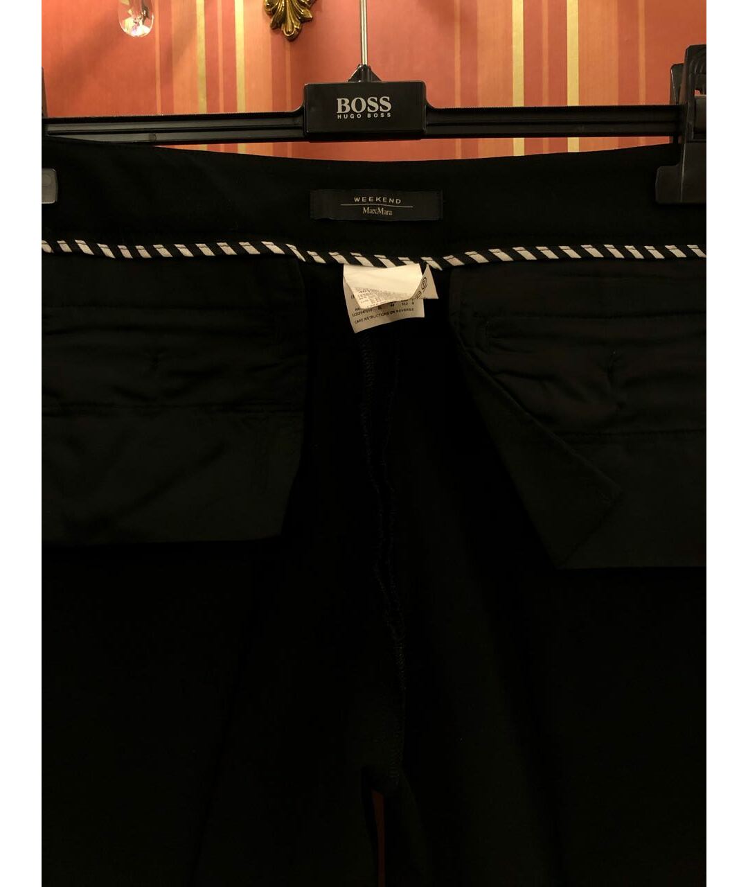 WEEKEND MAX MARA Черные полиэстеровые прямые брюки, фото 3