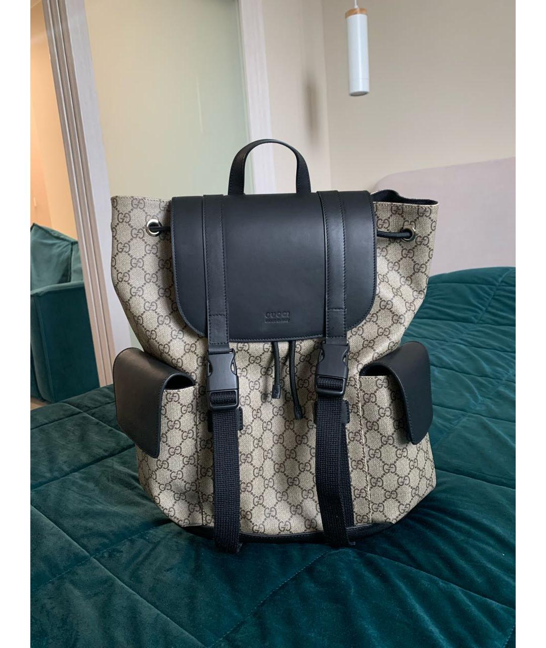 GUCCI Бежевый кожаный рюкзак, фото 5
