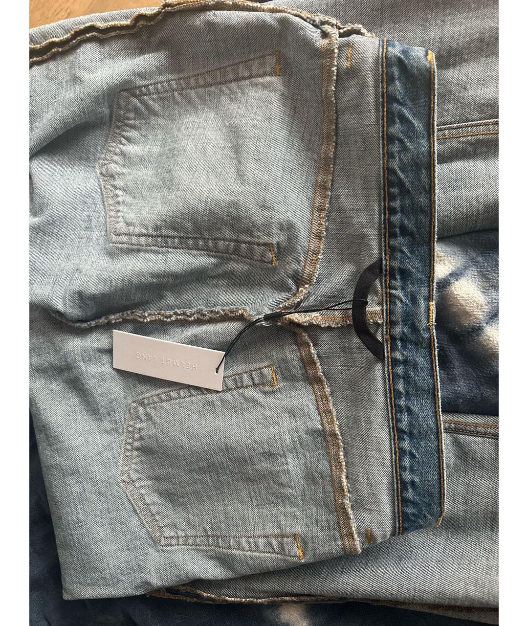 HELMUT LANG Голубые хлопковые прямые джинсы, фото 3