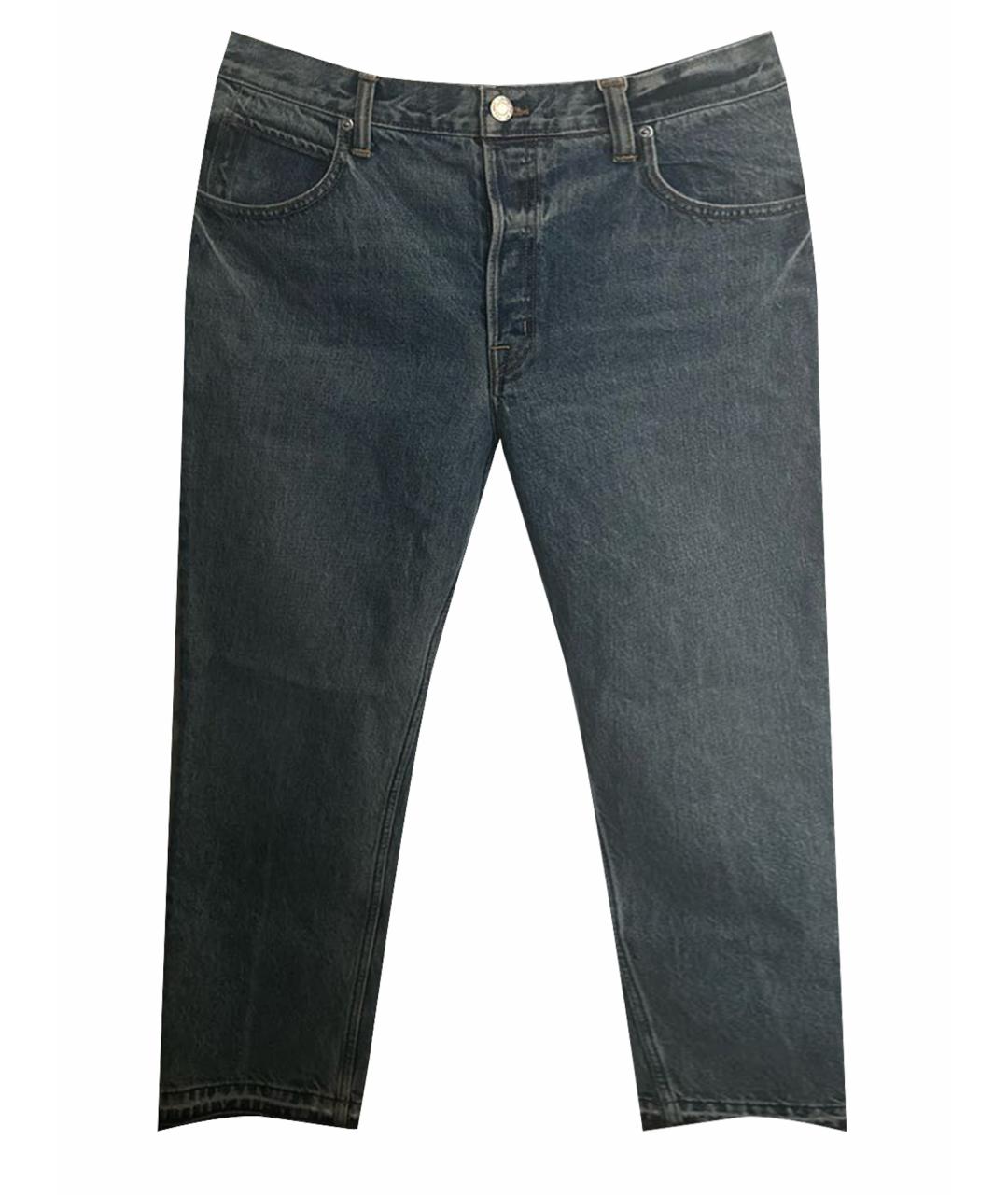 HELMUT LANG Голубые хлопковые прямые джинсы, фото 1