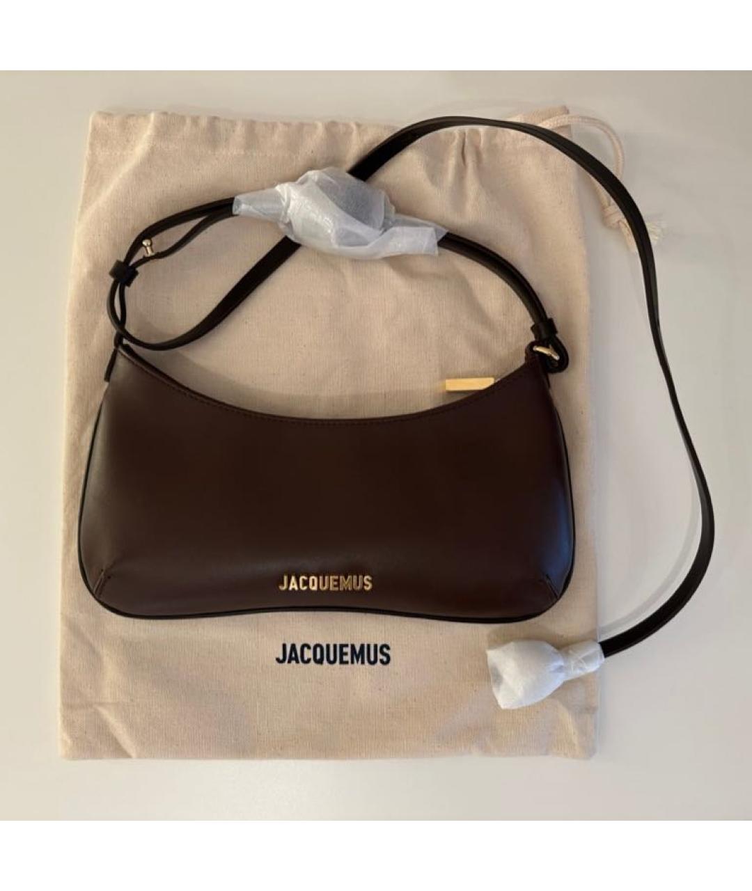 JACQUEMUS Коричневая кожаная сумка через плечо, фото 3