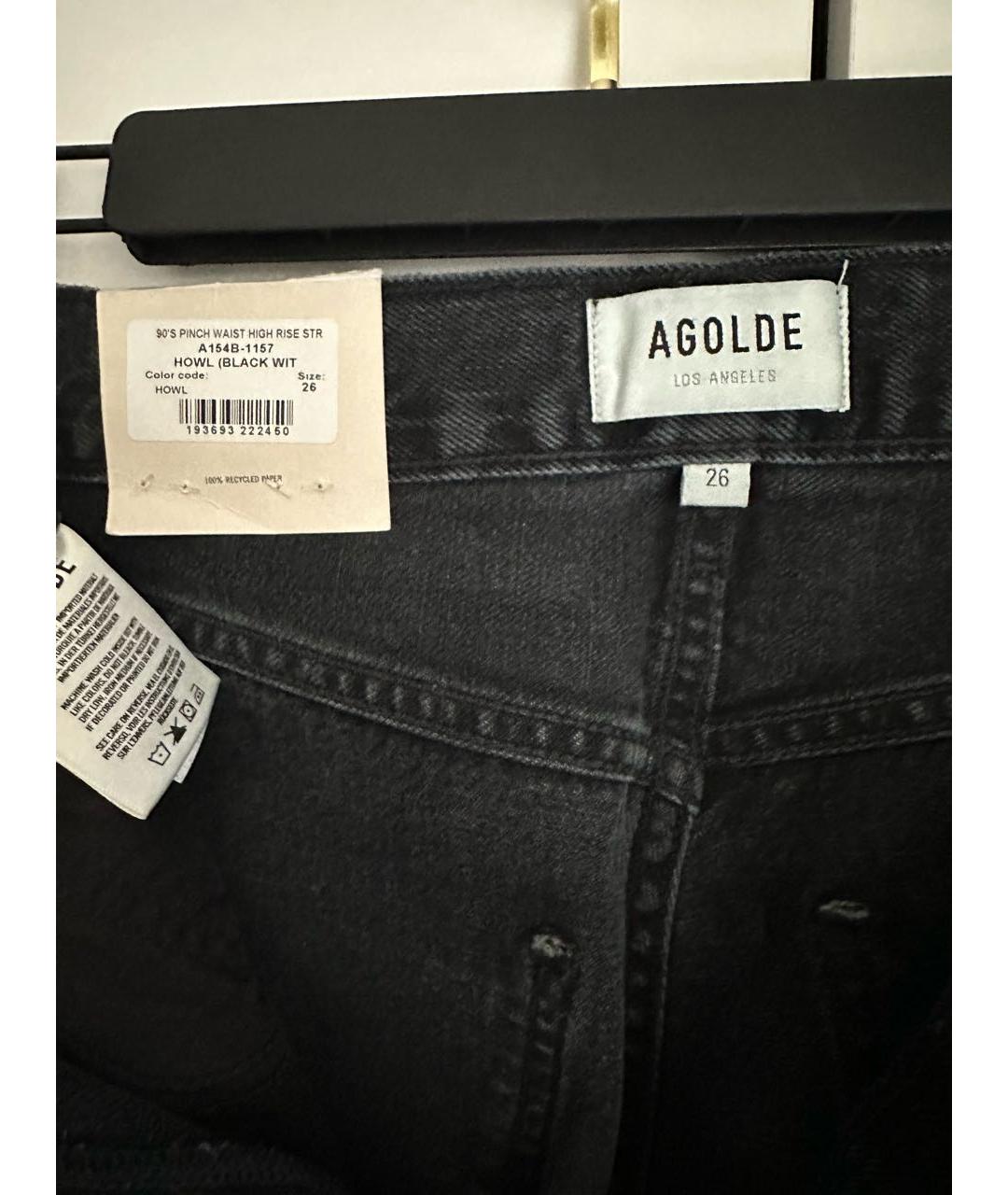 AGOLDE Черные хлопковые прямые джинсы, фото 3