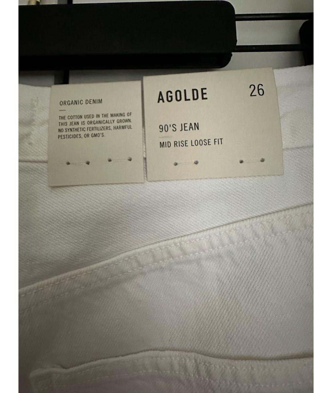 AGOLDE Белые хлопковые прямые джинсы, фото 6
