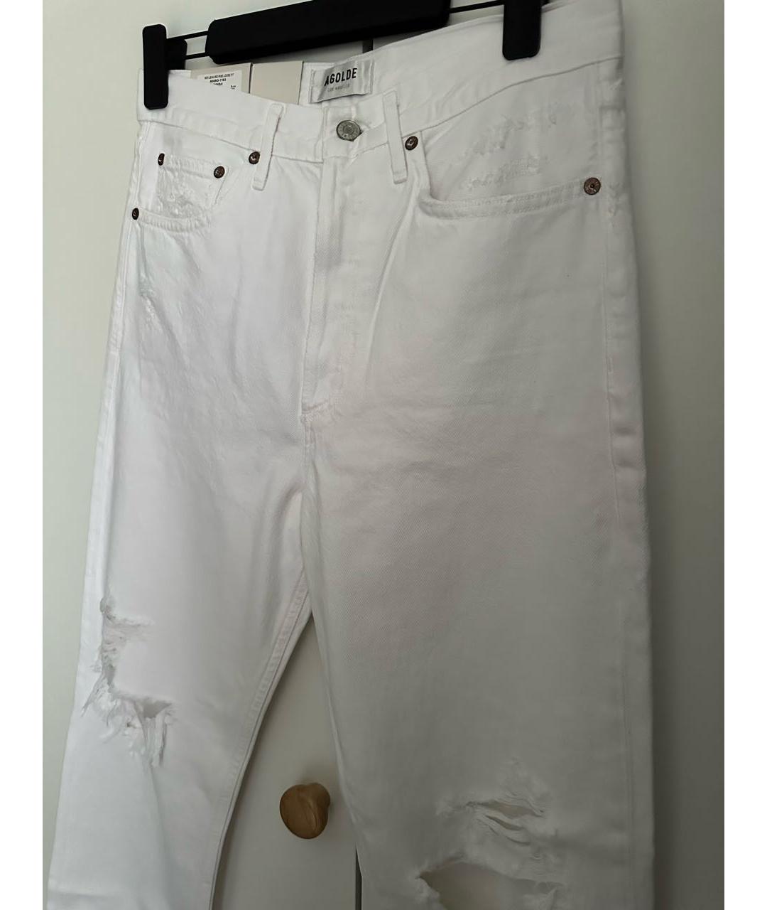 AGOLDE Белые хлопковые прямые джинсы, фото 4