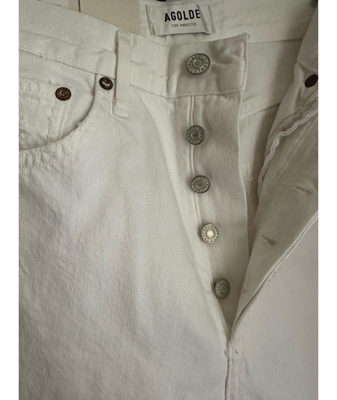 AGOLDE Белые хлопковые прямые джинсы, фото 7