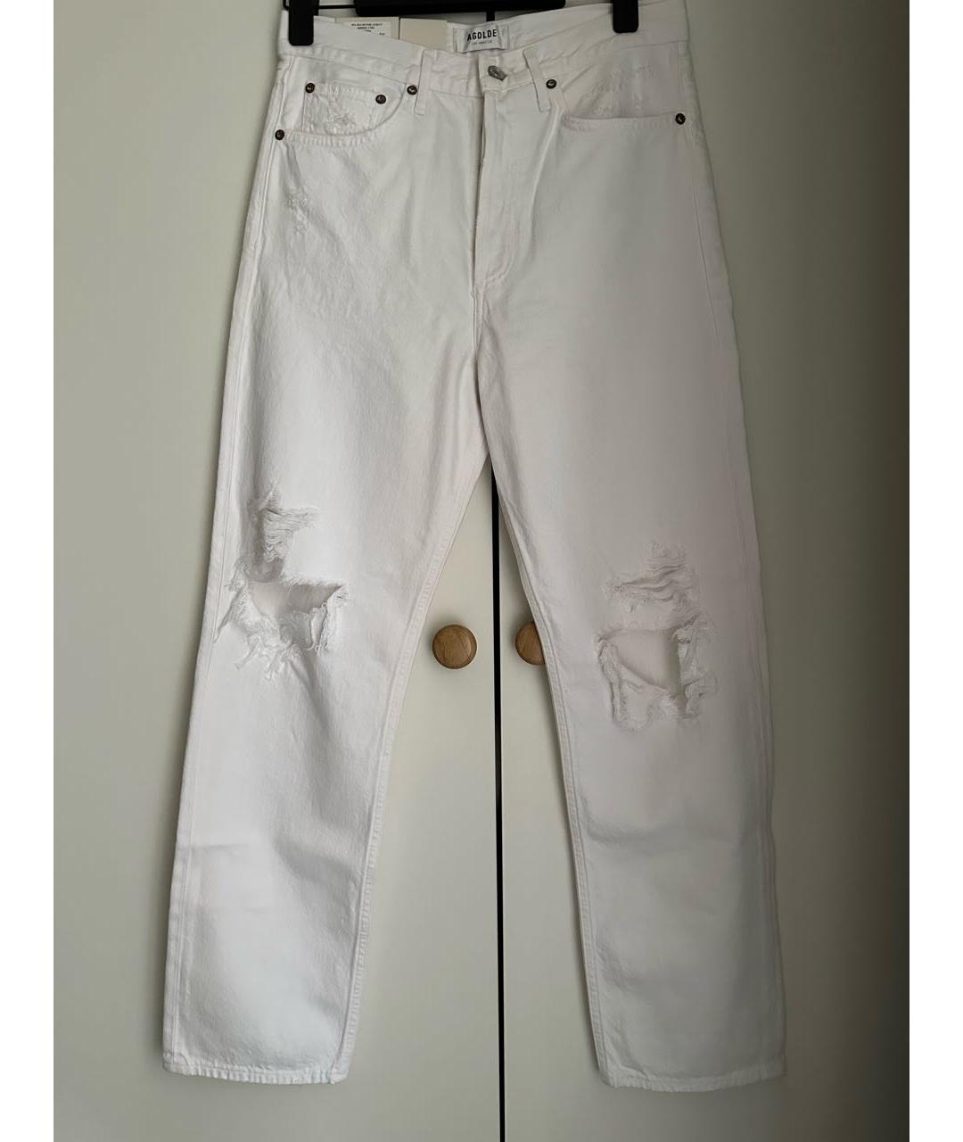 AGOLDE Белые хлопковые прямые джинсы, фото 9