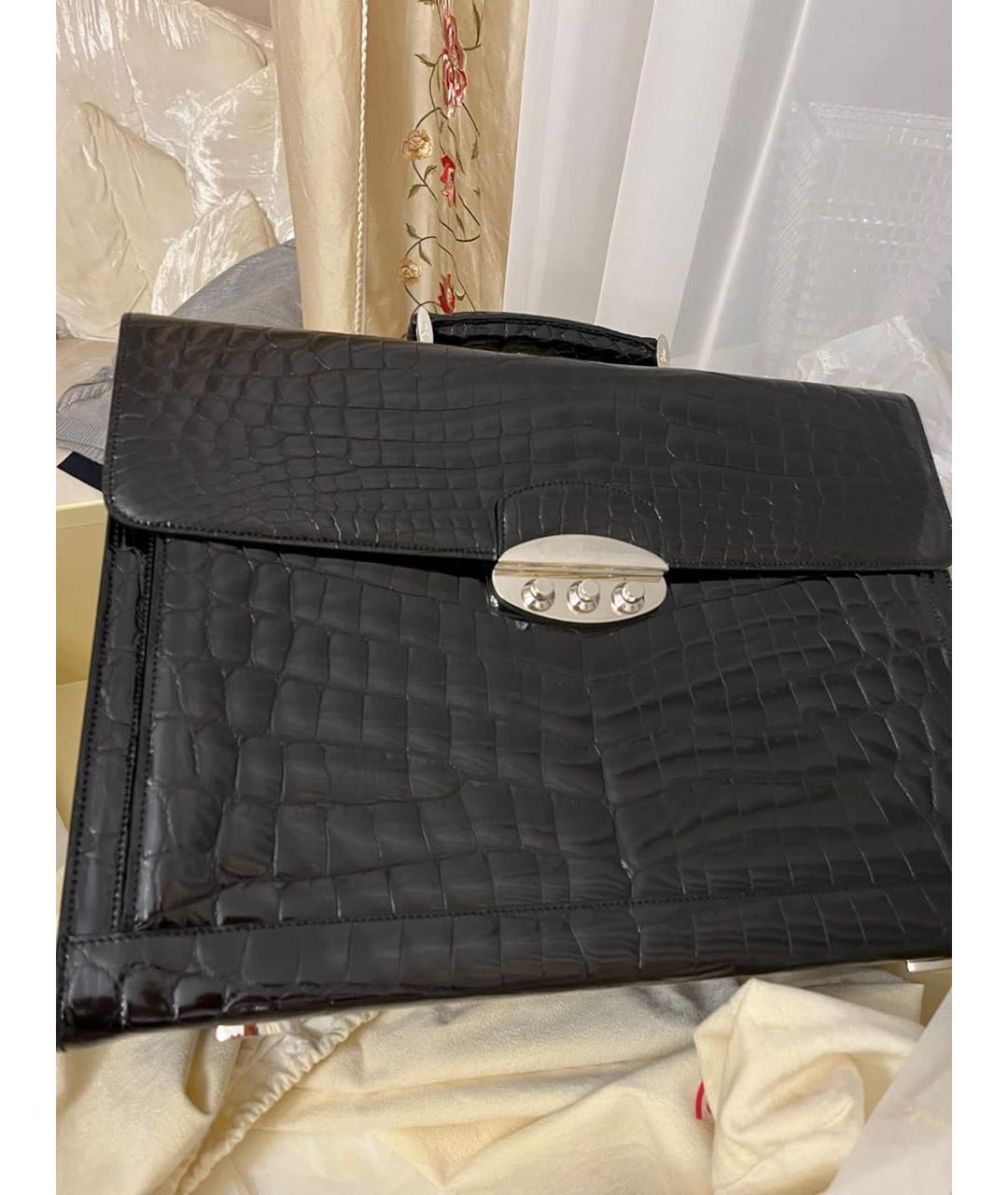 BRIONI Черный портфель из лакированной кожи, фото 8