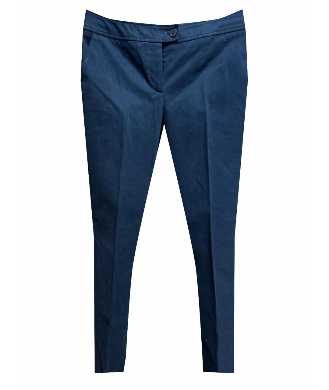 LORO PIANA Темно-синие хлопковые прямые брюки, фото 1