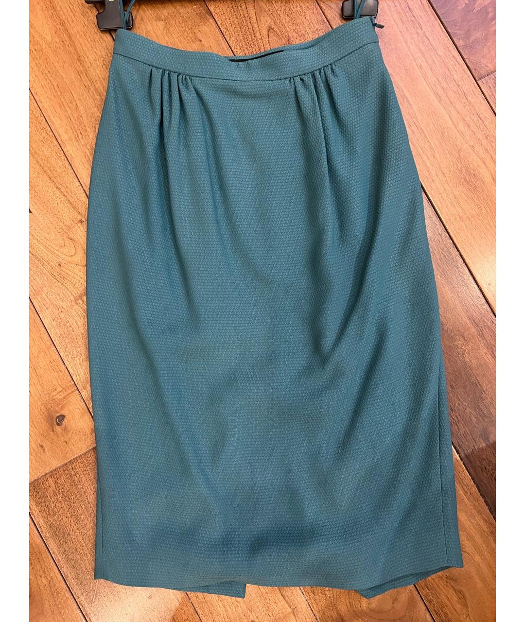 GUCCI Зеленая шерстяная юбка миди, фото 5