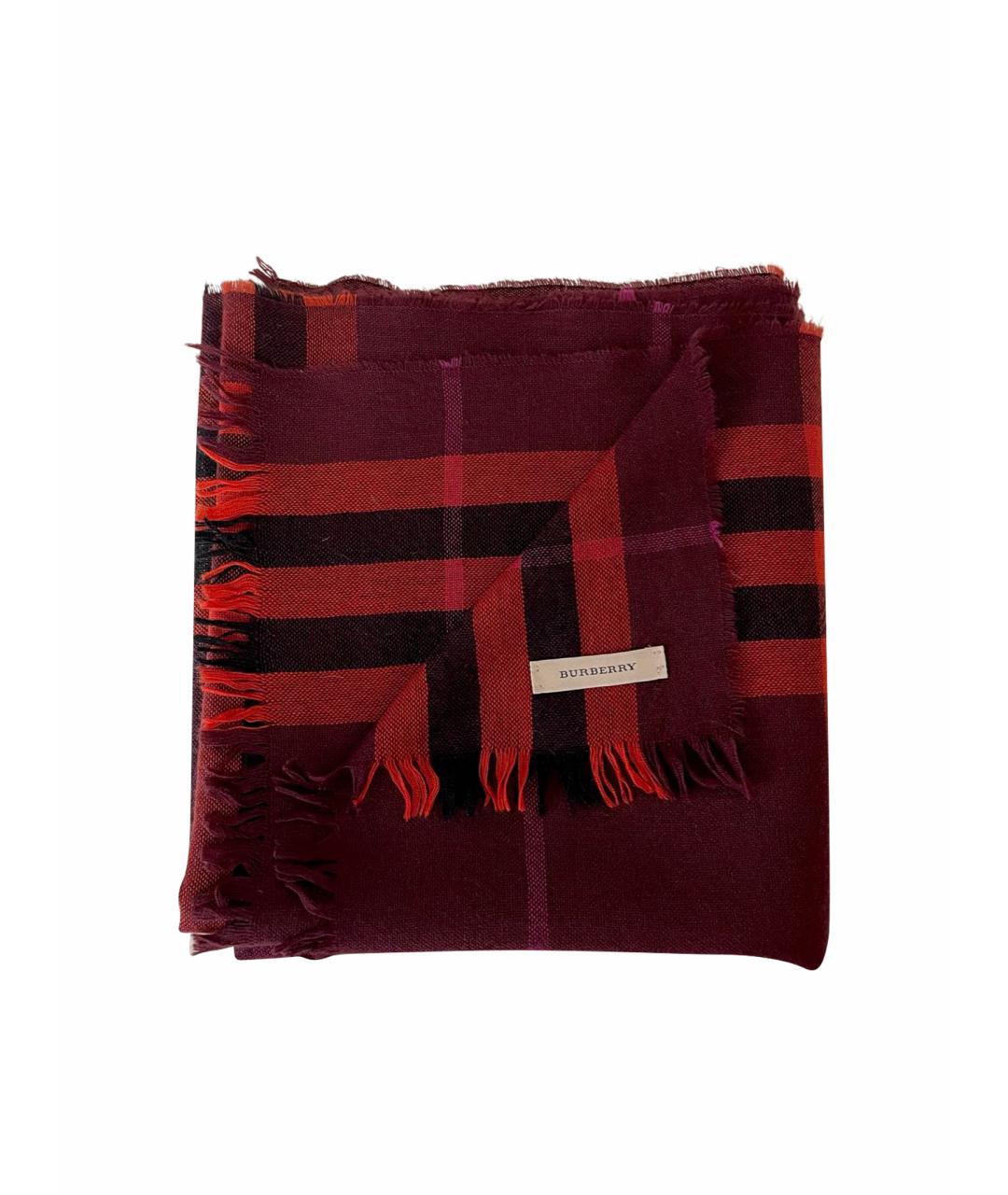 BURBERRY Бордовый кашемировый шарф, фото 1