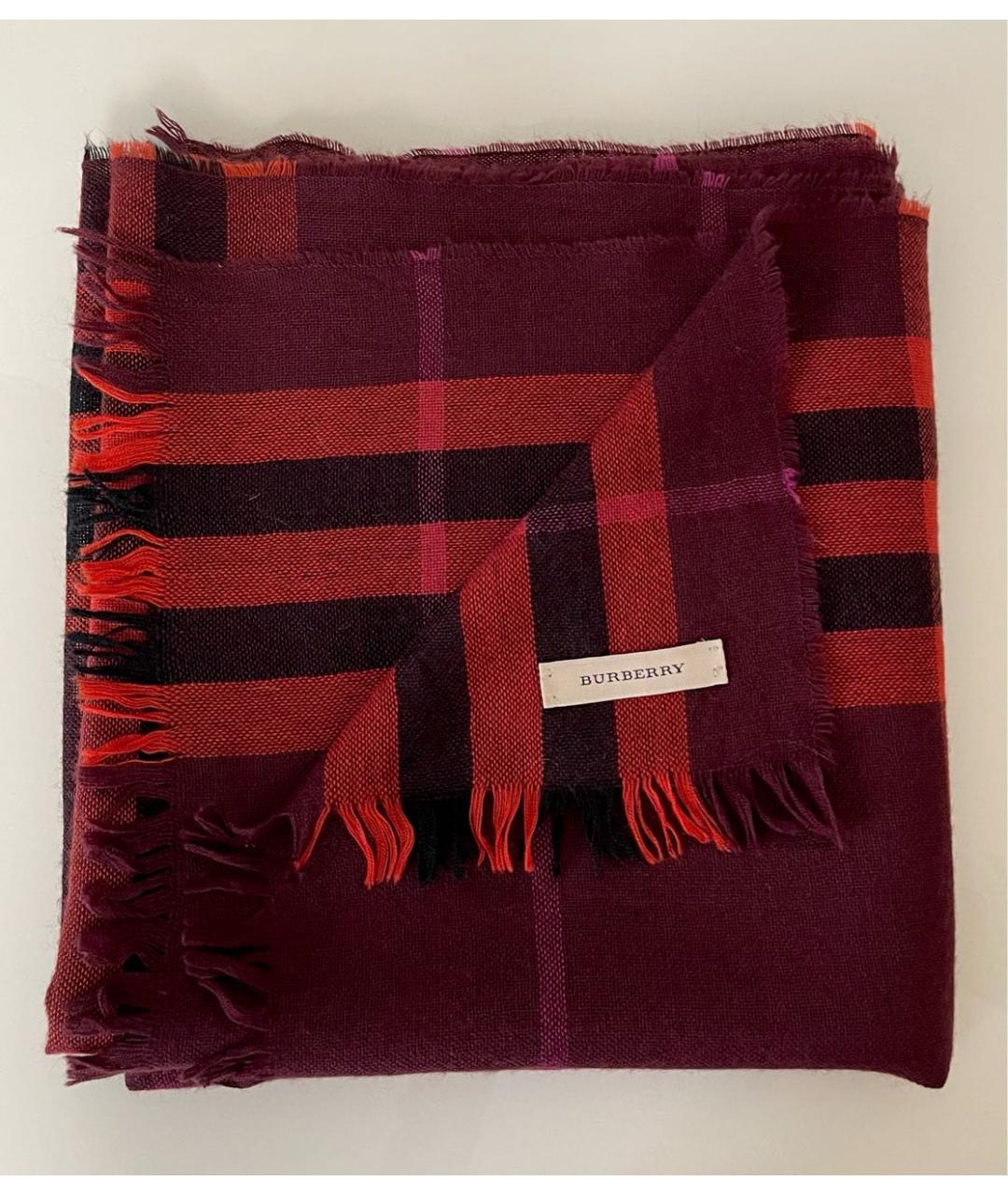 BURBERRY Бордовый кашемировый шарф, фото 8