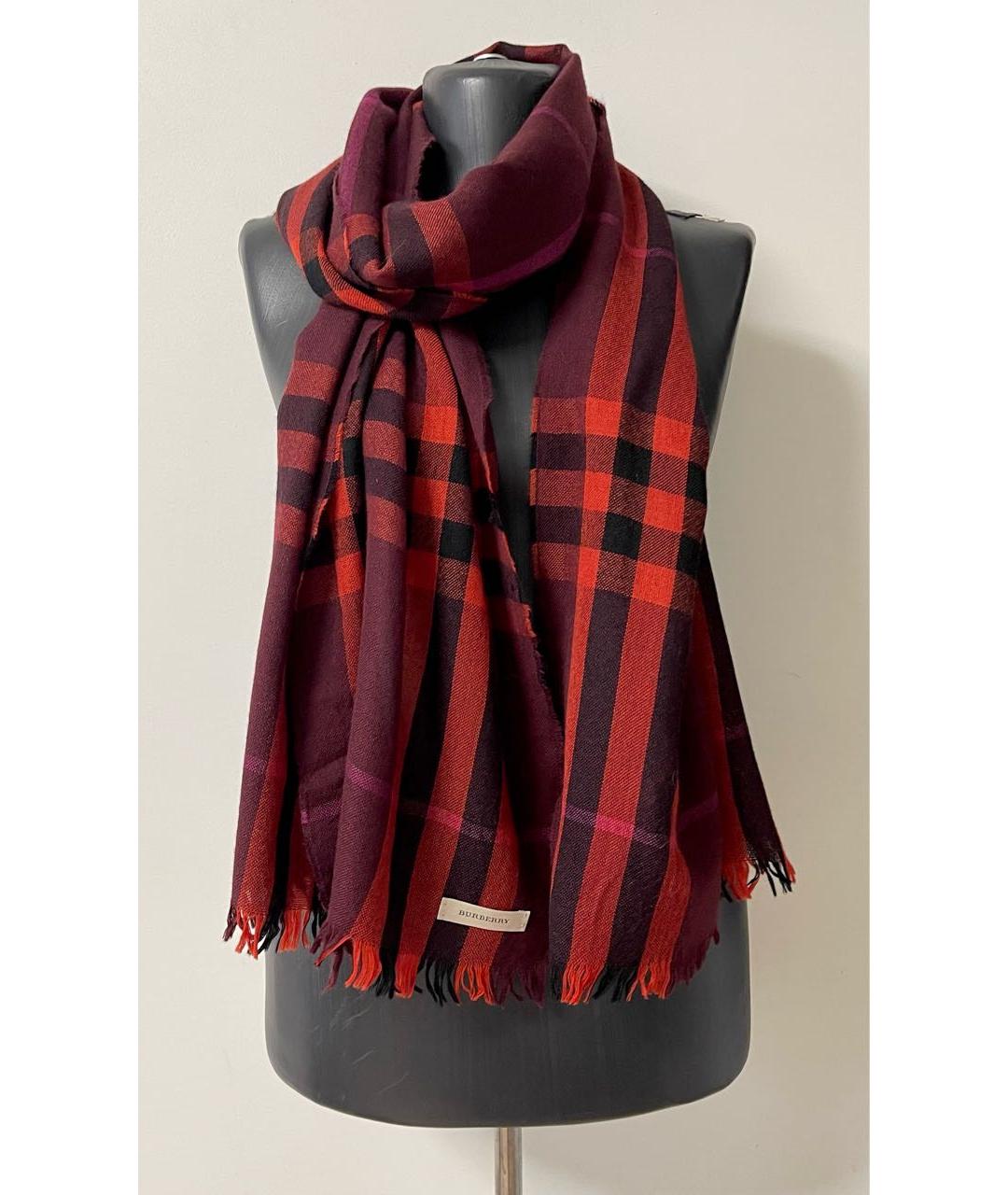 BURBERRY Бордовый кашемировый шарф, фото 4