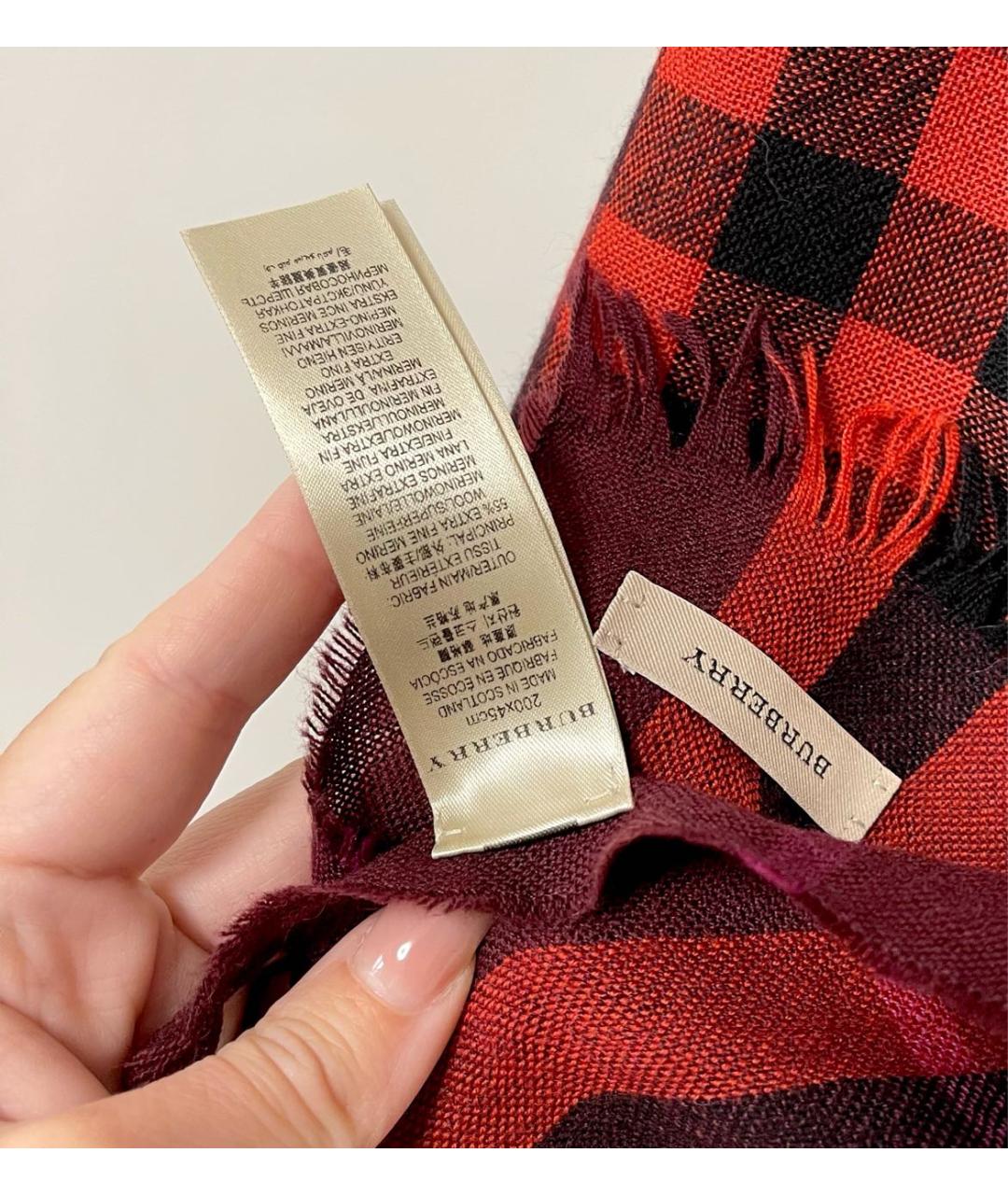 BURBERRY Бордовый кашемировый шарф, фото 6