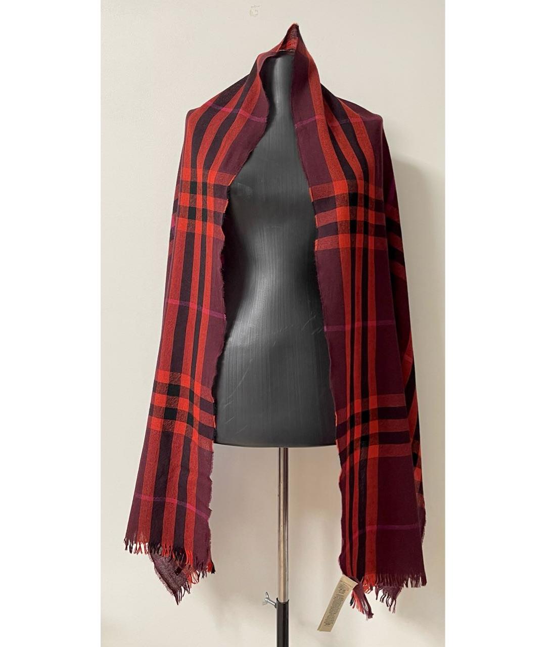 BURBERRY Бордовый кашемировый шарф, фото 5