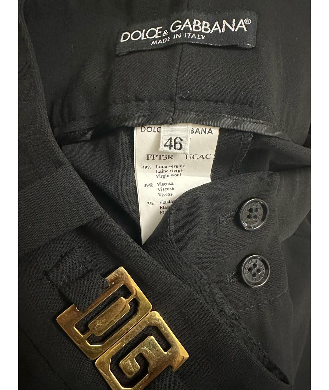 DOLCE&GABBANA Черные шерстяные прямые брюки, фото 5