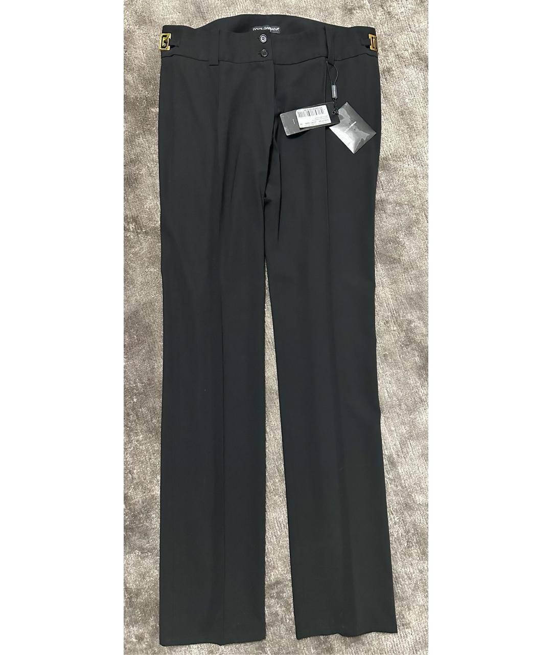 DOLCE&GABBANA Черные шерстяные прямые брюки, фото 6