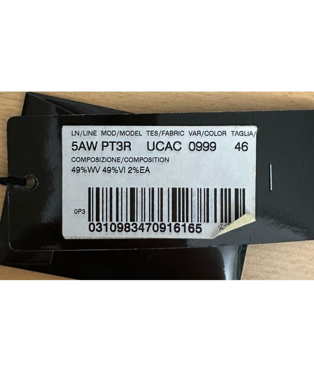 DOLCE&GABBANA Черные шерстяные прямые брюки, фото 4