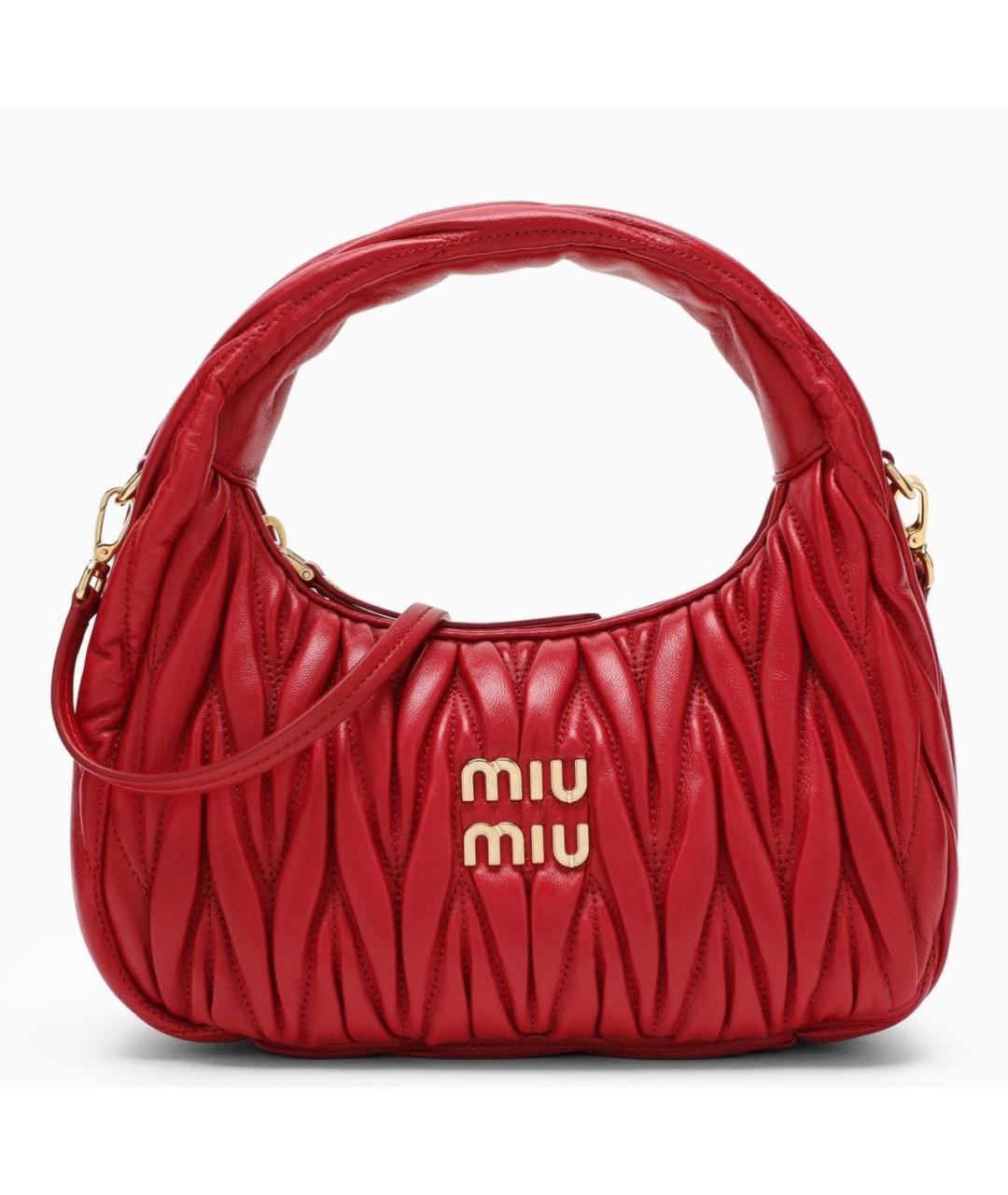 MIU MIU Красная кожаная сумка с короткими ручками, фото 6