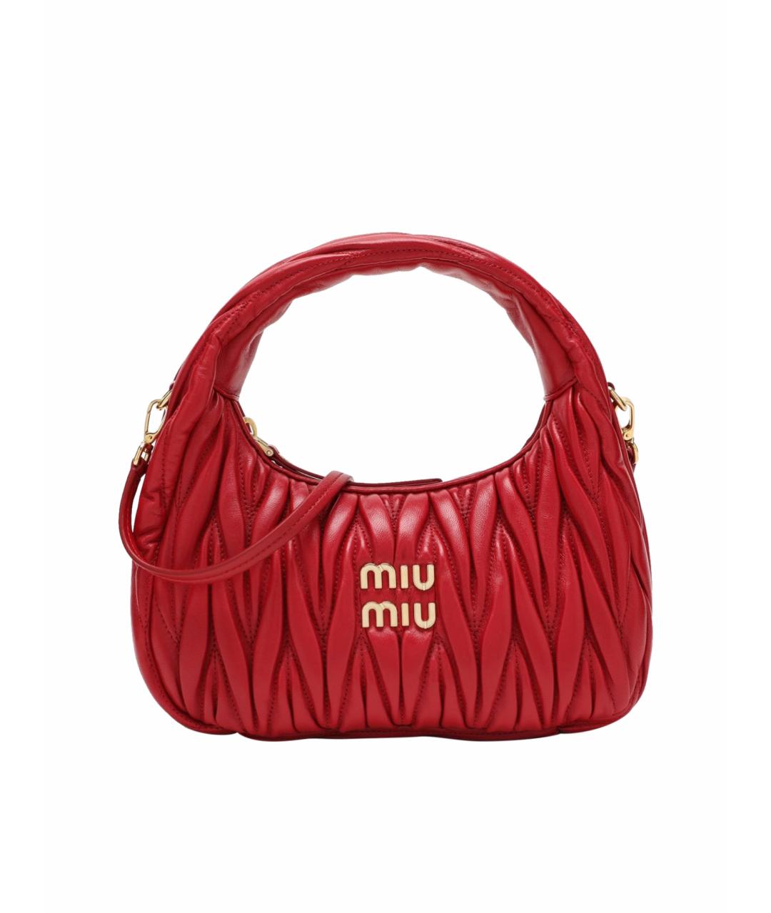 MIU MIU Красная кожаная сумка с короткими ручками, фото 1
