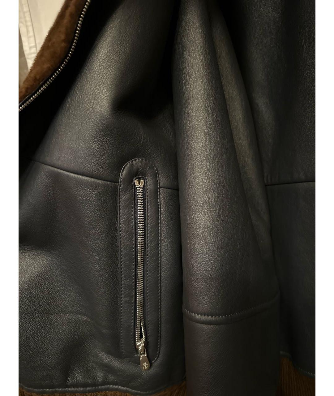 BRUNELLO CUCINELLI Серая кожаная куртка, фото 4
