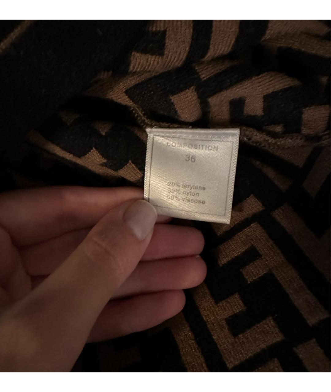 FENDI Бежевое вискозное повседневное платье, фото 4