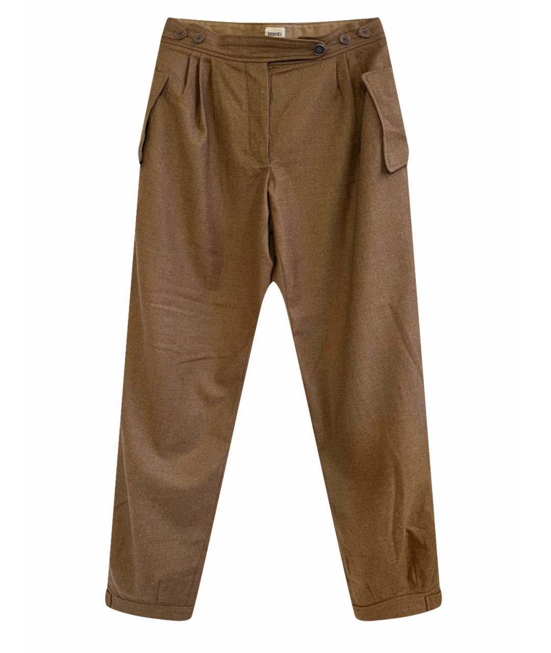 HERMES PRE-OWNED Горчичные шерстяные брюки широкие, фото 1