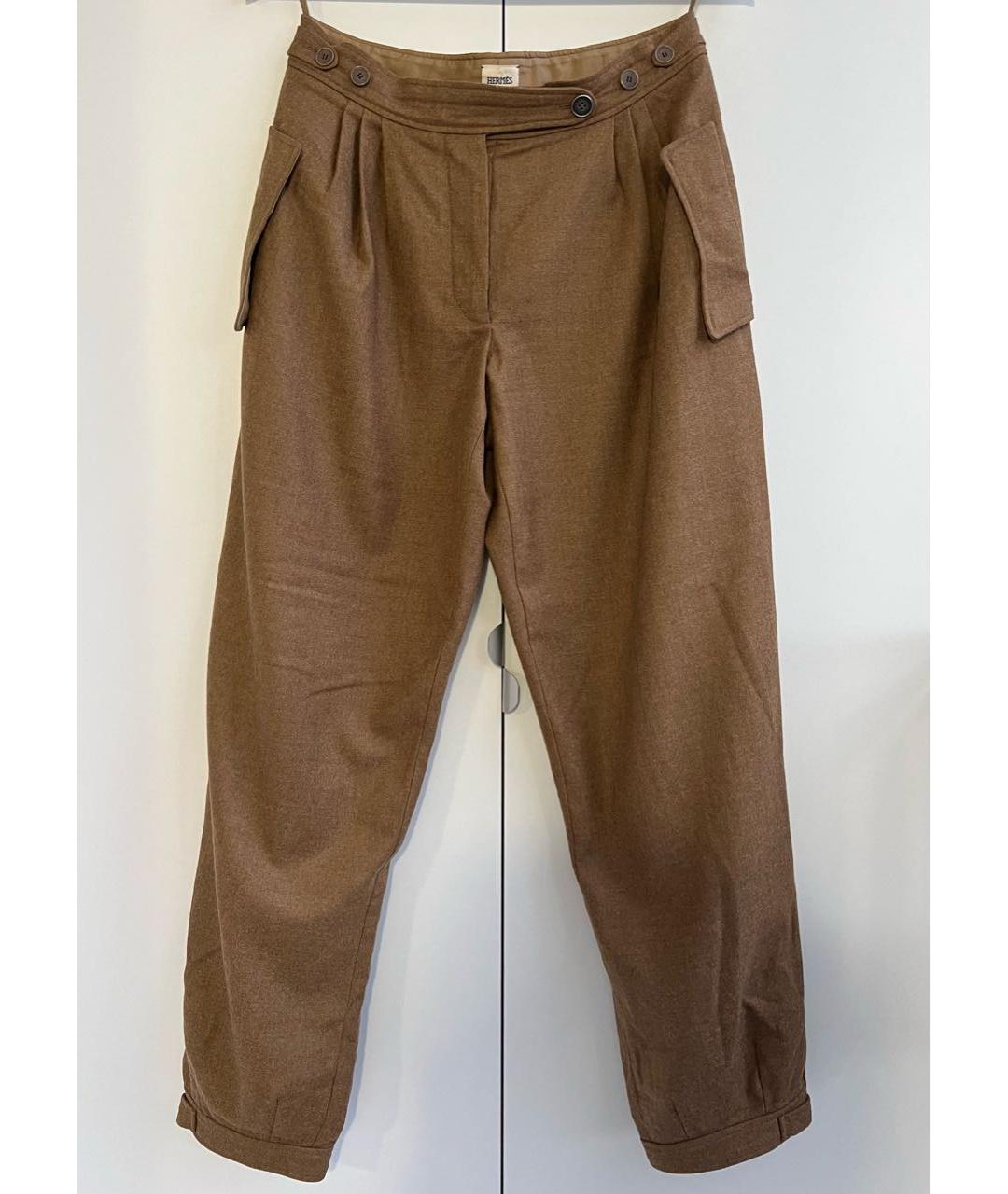 HERMES PRE-OWNED Горчичные шерстяные брюки широкие, фото 9