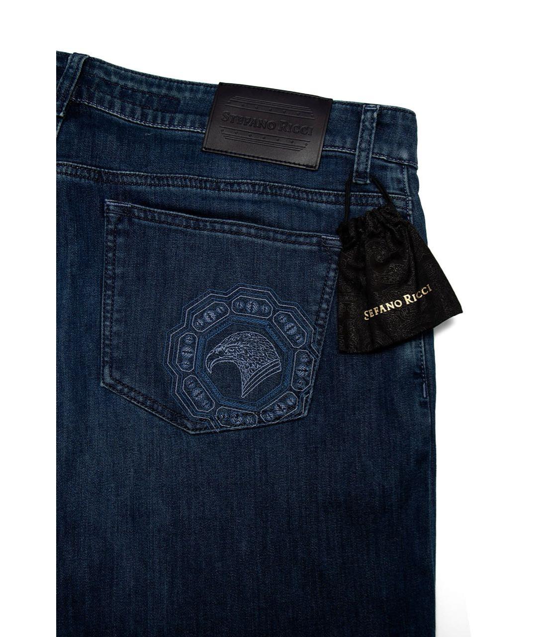 STEFANO RICCI Синие хлопко-лиоцелловые прямые джинсы, фото 4