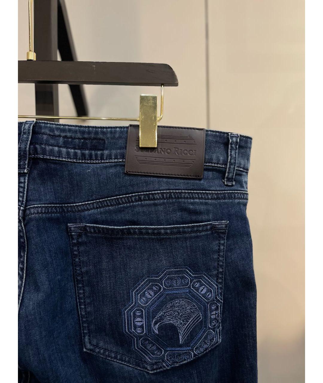 STEFANO RICCI Синие хлопко-лиоцелловые прямые джинсы, фото 2