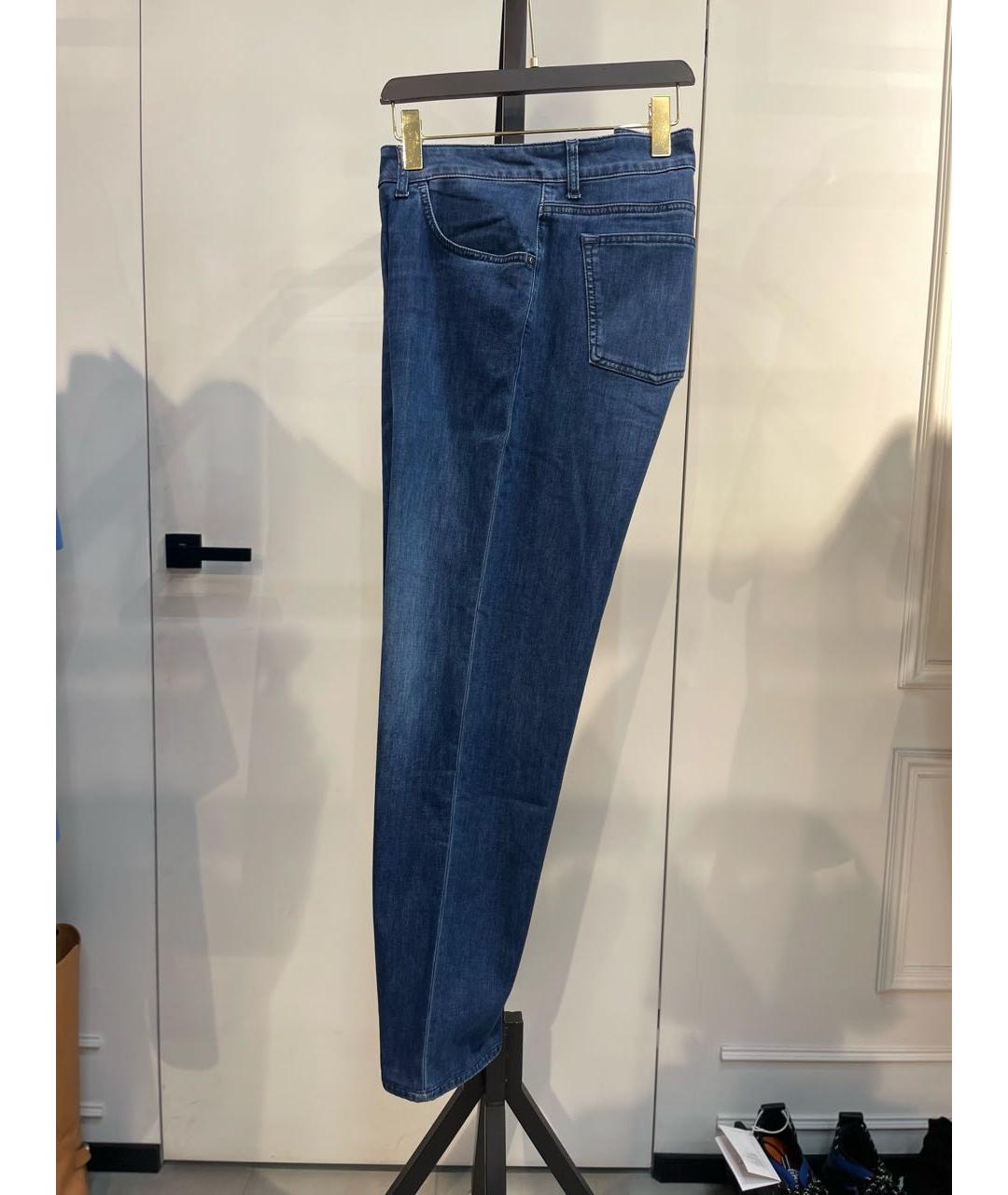 STEFANO RICCI Синие хлопко-лиоцелловые прямые джинсы, фото 5