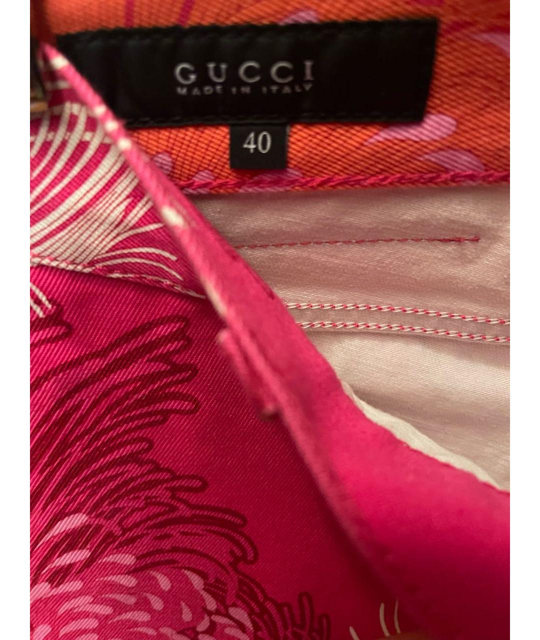 GUCCI Розовые хлопковые прямые джинсы, фото 3